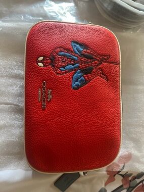 Coach Red Leather Spider-Man Cosmetic Pouch